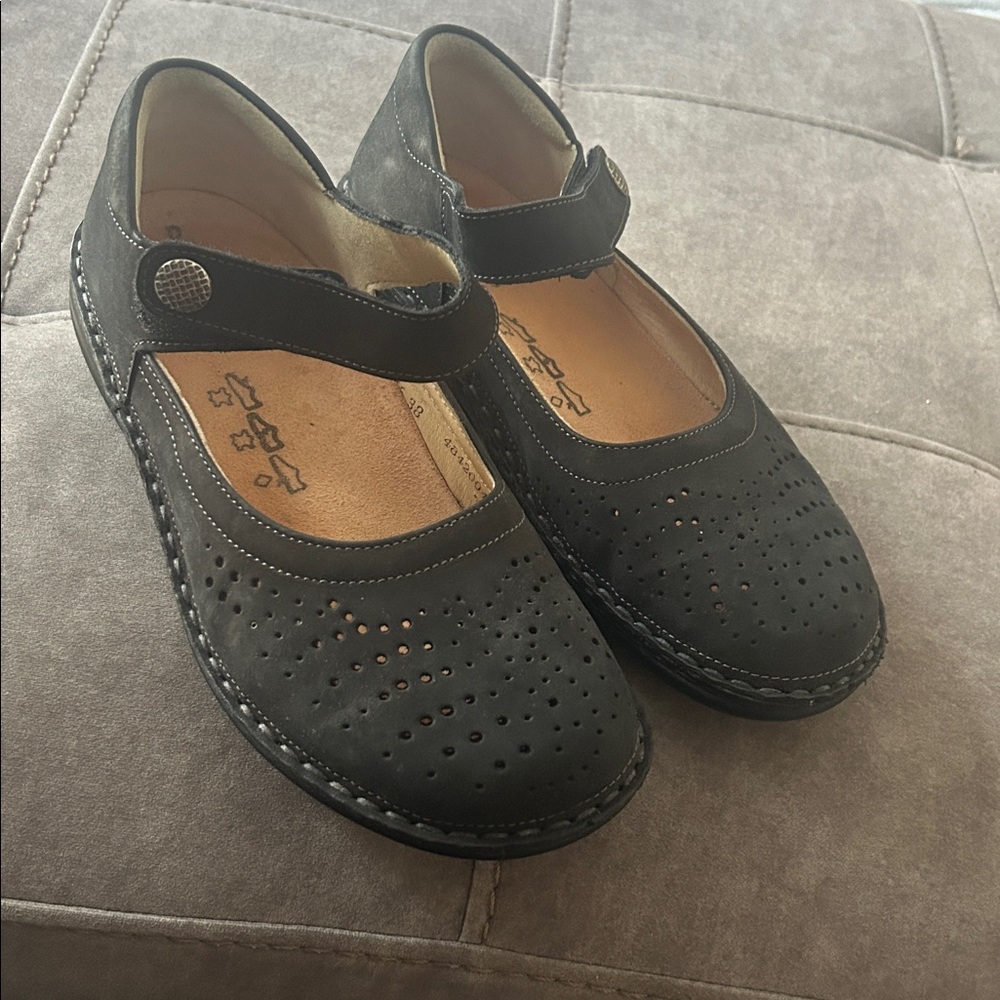 Finn Comfort Bellevue Mary Jane Black Soft Suede Shoes size 38 D - Picture 2 of 6